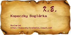 Kopeczky Boglárka névjegykártya